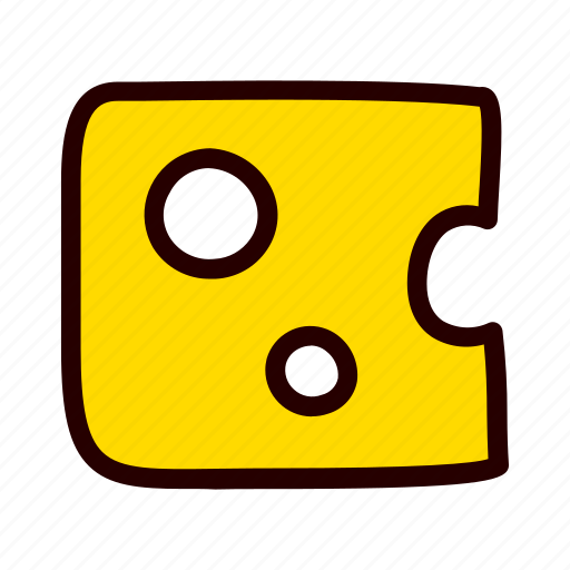 Cheese, slice, food, dairy, doodle, cartoon icon - Download on Iconfinder