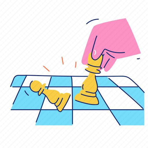 Business, chess, strategy, hand, gesture, pawn, game illustration - Download on Iconfinder