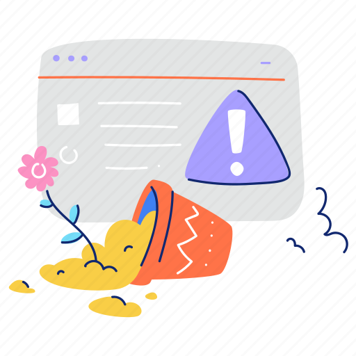 Error, alert, warning, plant, flower, pot, website illustration - Download on Iconfinder