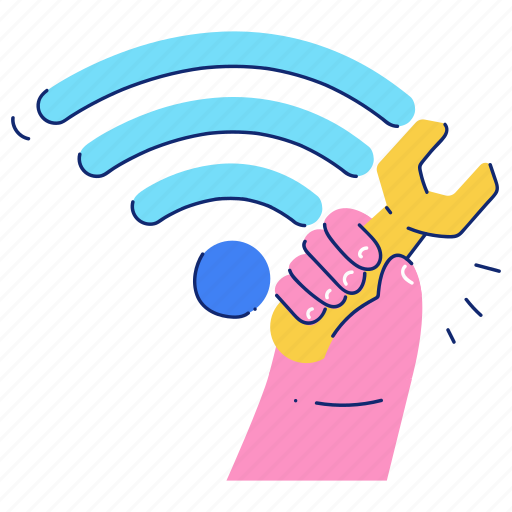 Maintenance, wifi, wireless, internet, preferences, wrench illustration - Download on Iconfinder