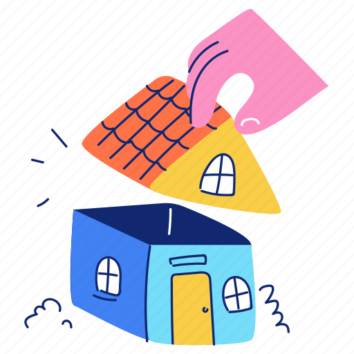 Real, estate, home, house, roof, building, hand illustration - Download on Iconfinder