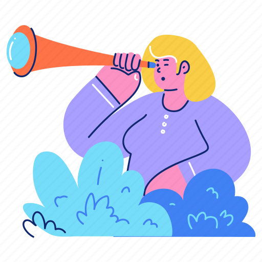 Search, explore, browse, find, telescope, woman illustration - Download on Iconfinder