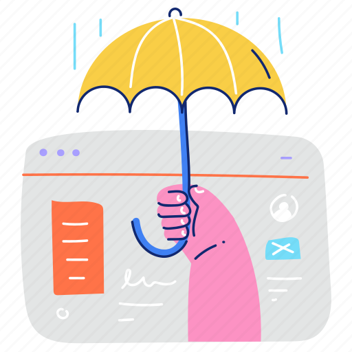 Security, protect, insurance, umbrella, webpage, website, hand illustration - Download on Iconfinder