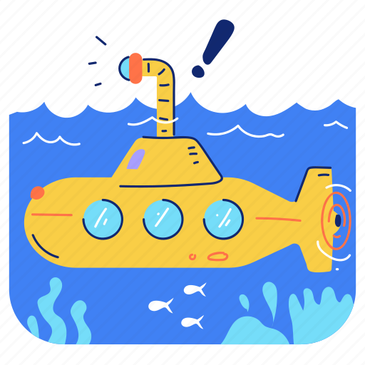 Travel, transportation, submarine, sea, ocean, explore, navigation illustration - Download on Iconfinder