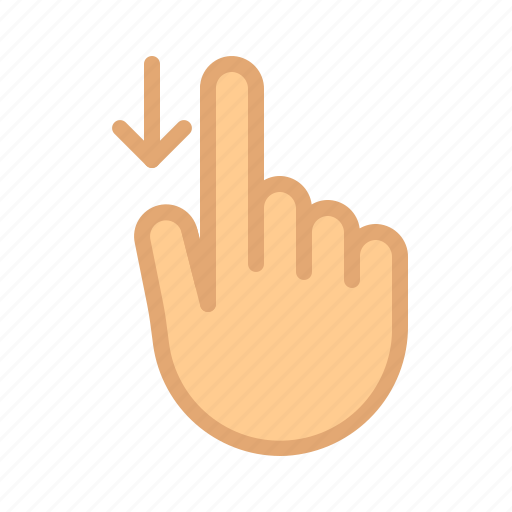 Down, finger, gesture, hand, swipe, touch icon - Download on Iconfinder
