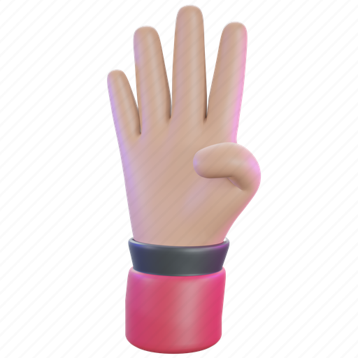 Four, finger, count, hand, gesture 3D illustration - Download on Iconfinder