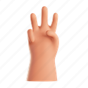 three, hand, gesture, sign language, hands 