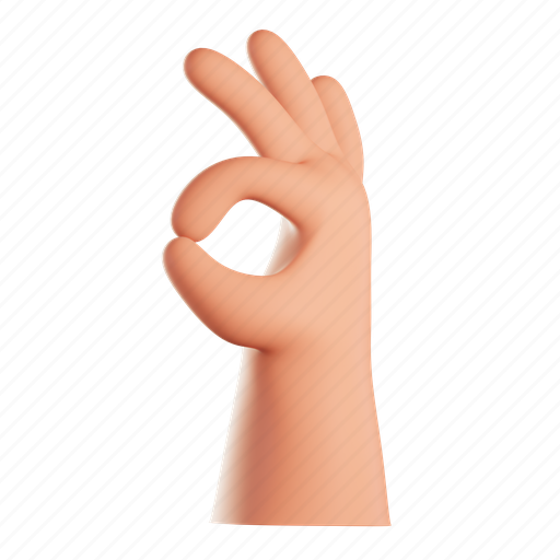Ok, hand, gesture, sign language, hands 3D illustration - Download on Iconfinder