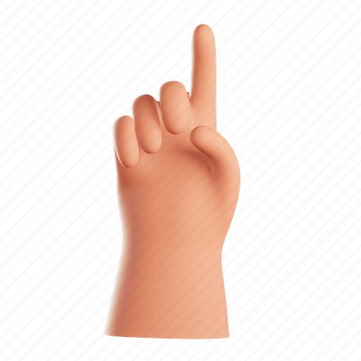 One, hand, gesture, sign language, hands 3D illustration - Download on Iconfinder