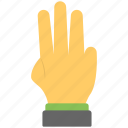 five fingers, hand gestures, hand sign, pointing outwards, three fingers 