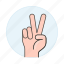 celebration, chill, fingers, gestures, hand, palm, peace, relax, sign, success, v, victory 