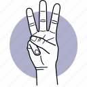 hand, gestures, three, fingers 