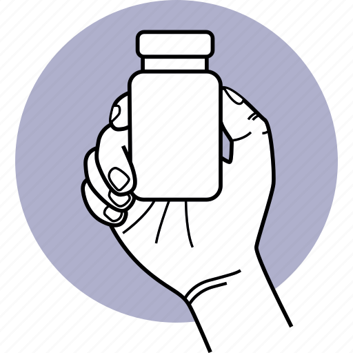 Hand, holding, supplement, bottle, medicine, vitamin, mineral icon - Download on Iconfinder