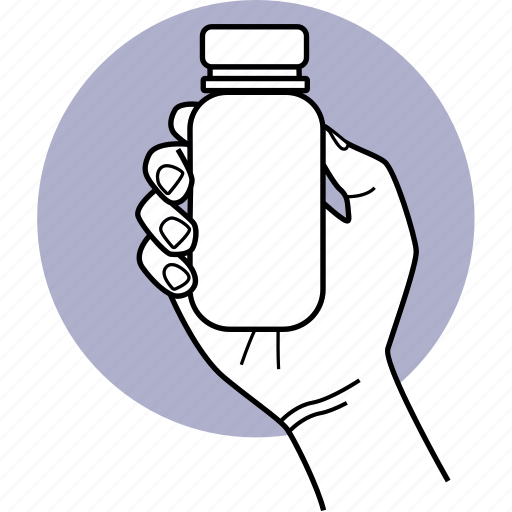 Medicine, supplement, bottle, hand, holding icon - Download on Iconfinder