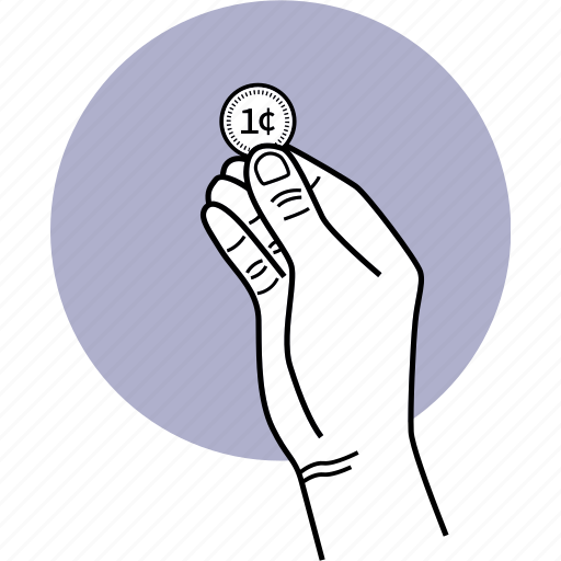 Hand, coin, 1 cent, holding icon - Download on Iconfinder