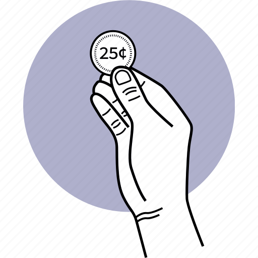 25 cent, coin, hand, holding, money icon - Download on Iconfinder