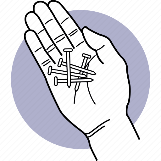 Hand, holding, nails, construction, screw icon - Download on Iconfinder