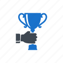 achievement, award, hand, trophy, win