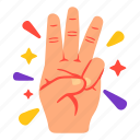 three, hands, hand, gesture, stickers, sticker