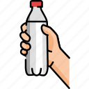 hand, holding, bottle, water