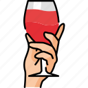 hand, holding, wine, glass