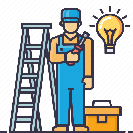 Bag, bulb, driver, electrician, handyman, ladder, screw icon - Download on Iconfinder