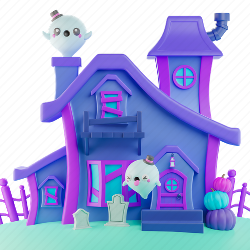 Haunted, haunted house, halloween, ghost, spooky, holiday, creepy 3D illustration - Download on Iconfinder