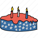 america, american, cake, candle, celebrate, july 4th, celebration 