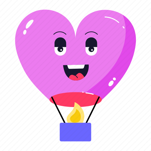 Heart balloon, hot balloon, aerostate, ballooning, parachute icon - Download on Iconfinder