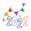 garland, 2022, new year, bunting, party flags 