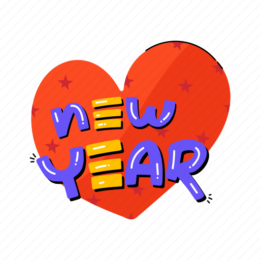 Love new year, heart, new year, letters, new year love sticker - Download on Iconfinder