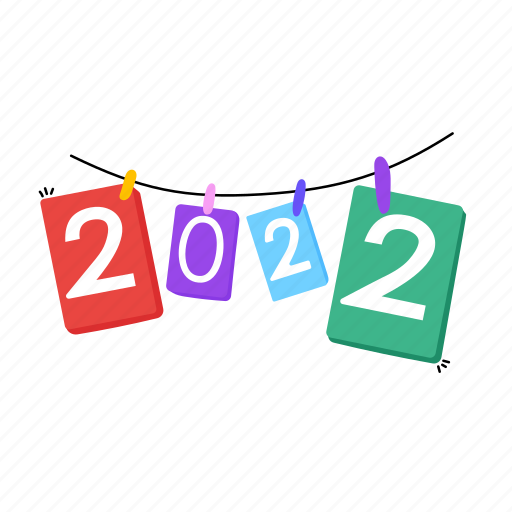 Garland, 2022, new year garland, bunting, new year decor sticker - Download on Iconfinder