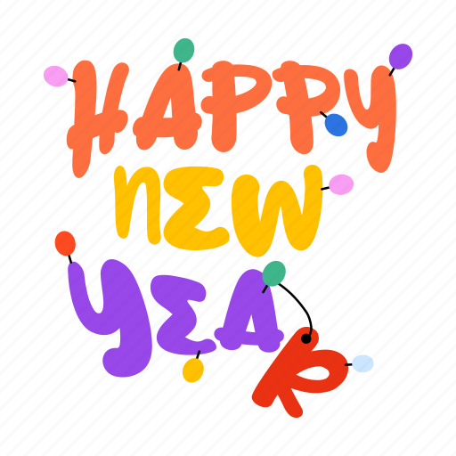 Happy new year, new year, new year lights, decoration lights, fairy lights sticker - Download on Iconfinder