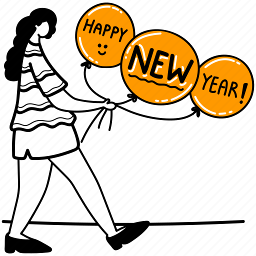 Happy new year, happy new year balloon, welcome 2023, happy new year 2023, illustration, new year day illustration - Download on Iconfinder