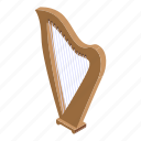 traditional, harp, isometric