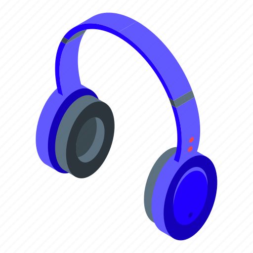 Blue, headset, isometric icon - Download on Iconfinder