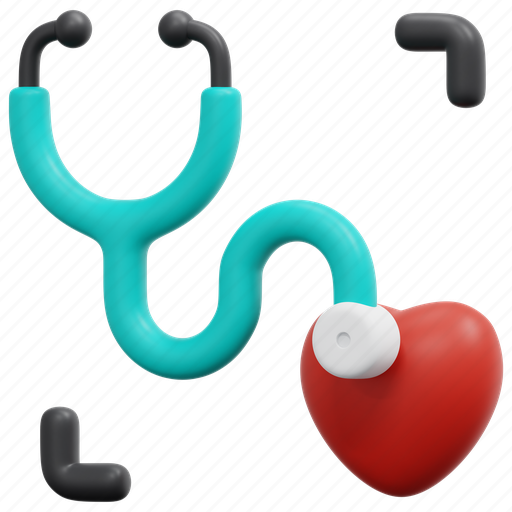 Heart, check, checkup, exam, stethoscope, cardiology, 3d 3D illustration - Download on Iconfinder