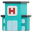 hospital, nursing, clinic, medical, health, care, building, 3d, illustration 