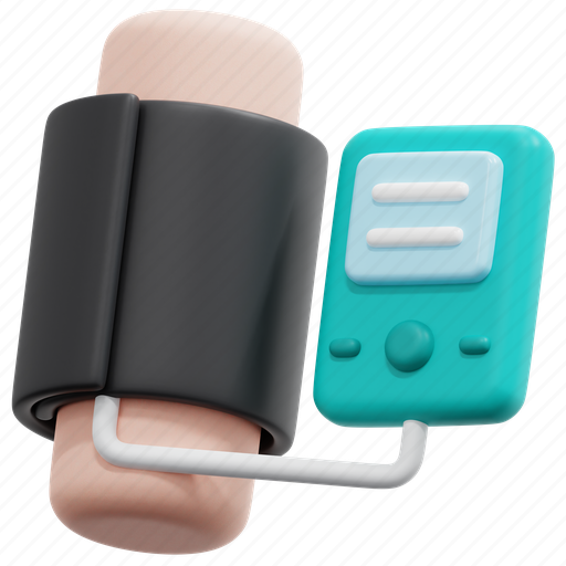 Blood, pressure, exam, check, arm, checkup, 3d 3D illustration - Download on Iconfinder