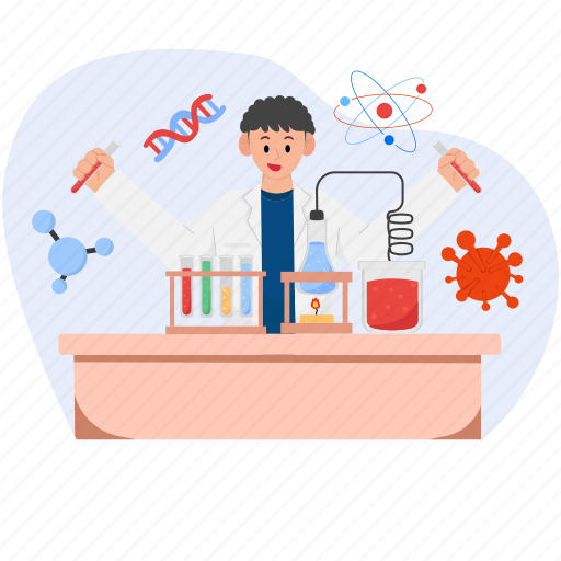 Doctors, men, laboratory, experiment, person, science, chemistry illustration - Download on Iconfinder