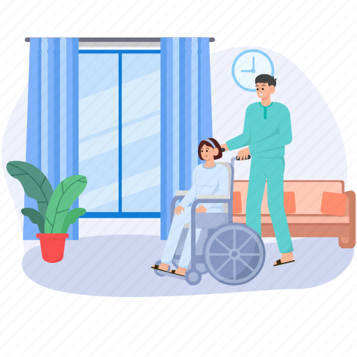 Nurse, helps, patient, hospital, doctor, sick, medicine illustration - Download on Iconfinder