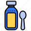 cough syrup, medicine, liquid medicines, elixir, spoon 
