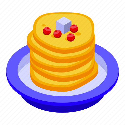 Healthy, breakfast, pancakes, isometric icon - Download on Iconfinder