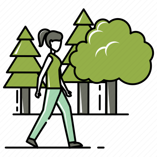 Female, forest, girl, nature, tree, walking, woman icon - Download on Iconfinder