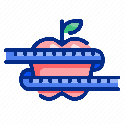 Apple, fitness, food, healthy, measure, tape, thin icon - Download on Iconfinder