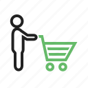 cart, grocery, pushing, shelf, shopping, store, supermarket