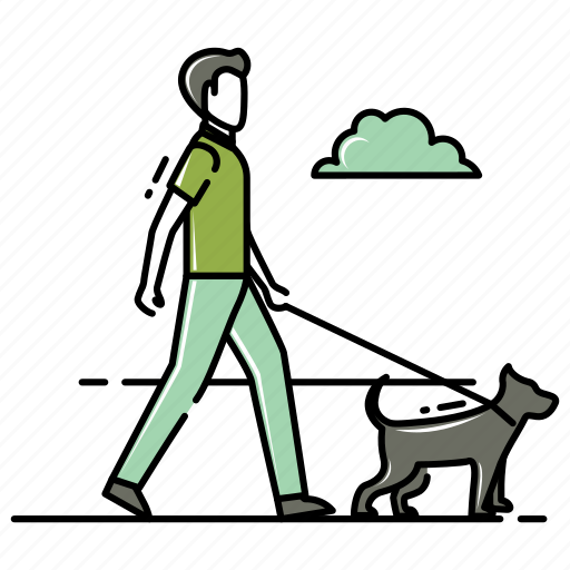 Healthy, male, man, nature, outside, walk the dog, walking icon - Download on Iconfinder
