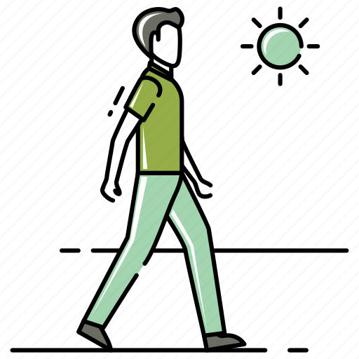 Healthy, male, man, movement, outside, sun, walking icon - Download on Iconfinder