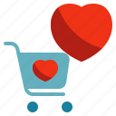 shopping, cart, love, heart