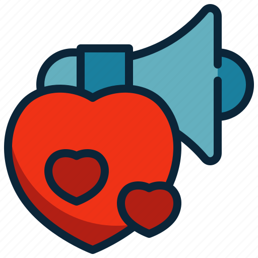 Loud, horn, sound, love, heart, advertisement icon - Download on Iconfinder
